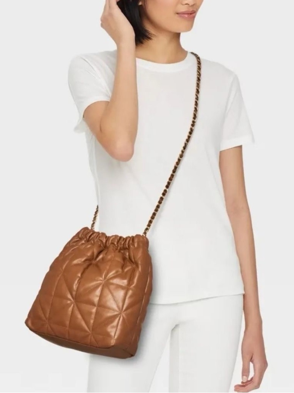 Rouched Chain Crossbody Bag  by A New Day in Brown